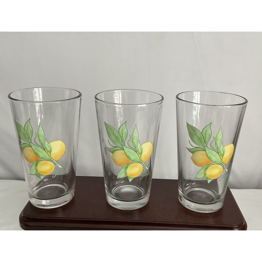 Set Of 3 Fiesta Lemon 16oz Drink Glasses